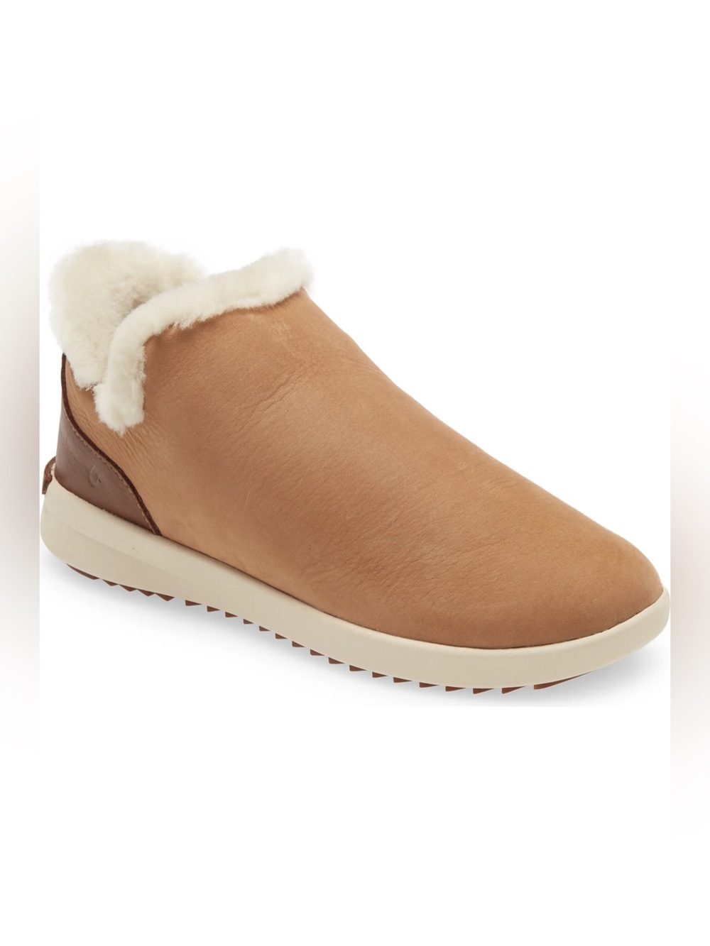 OluKai NWT Malua Hulu Genuine Shearling Nubuck Leather Waterproof Shoe Tan 9.5